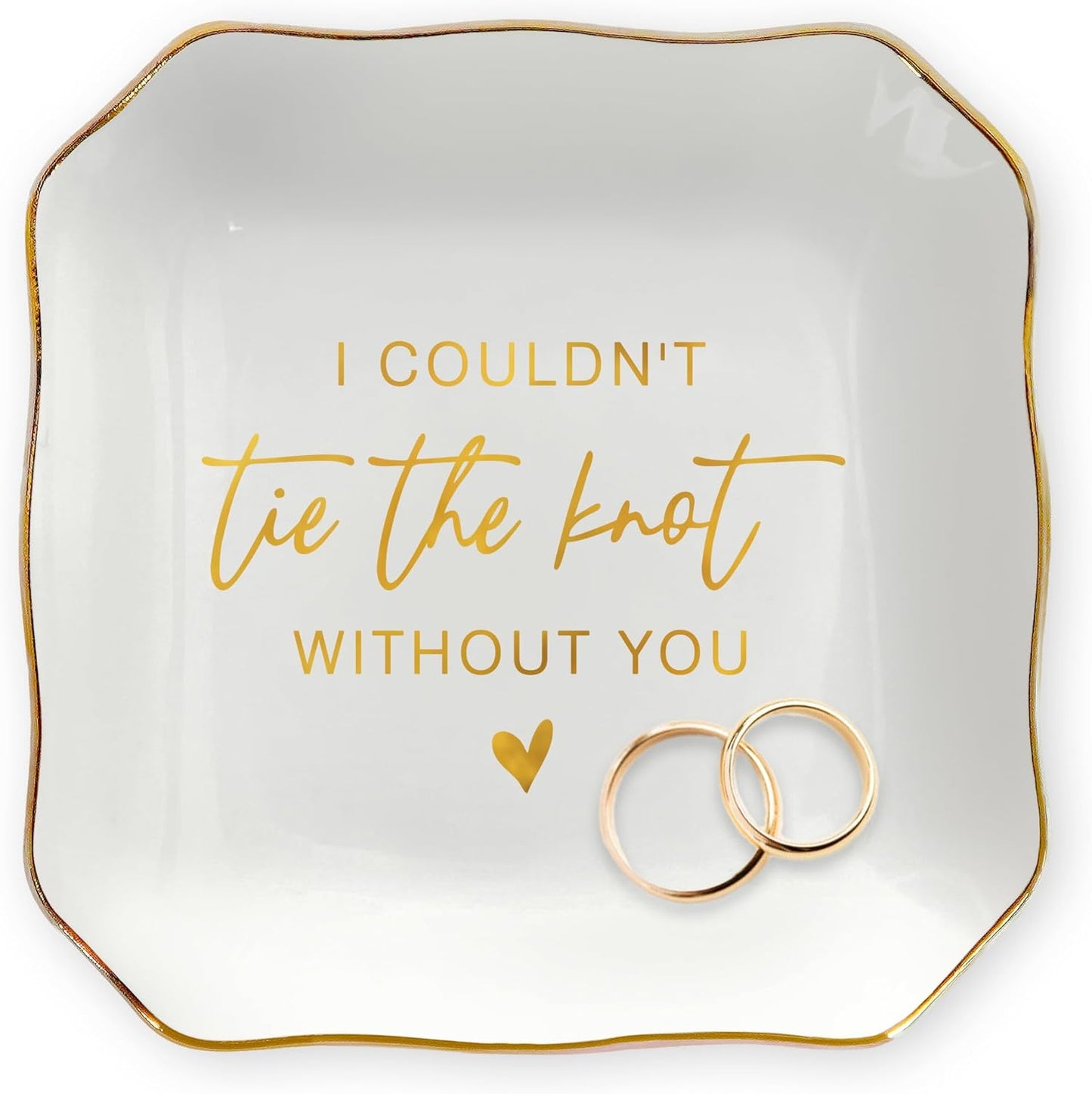OASSIE Christmas Bridesmaid Gifts for Wedding - 4"x4" Ceramic Jewelry Dish Tray - Bridal Shower Wedding Gifts for Women, Jewelry Tray for Bridesmaid Proposal Gift, Maid of Honor Gift for Friend Sister