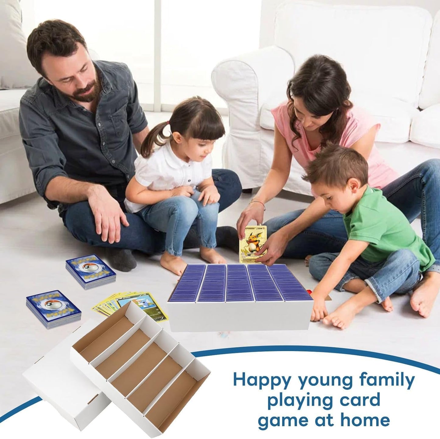 4 Pack Card Storage Box, 3700 Count Trading Card Storage Box White Sports Storage Cards Box Organizer Sorting Tray Cases Box for Storing Protecting and Organizing Soccer Cards