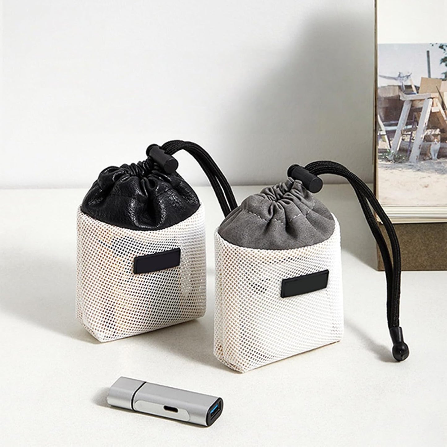 Portable Meshes Storage Pouches for Electronics Accessories Travel Accessory Organizers Bag