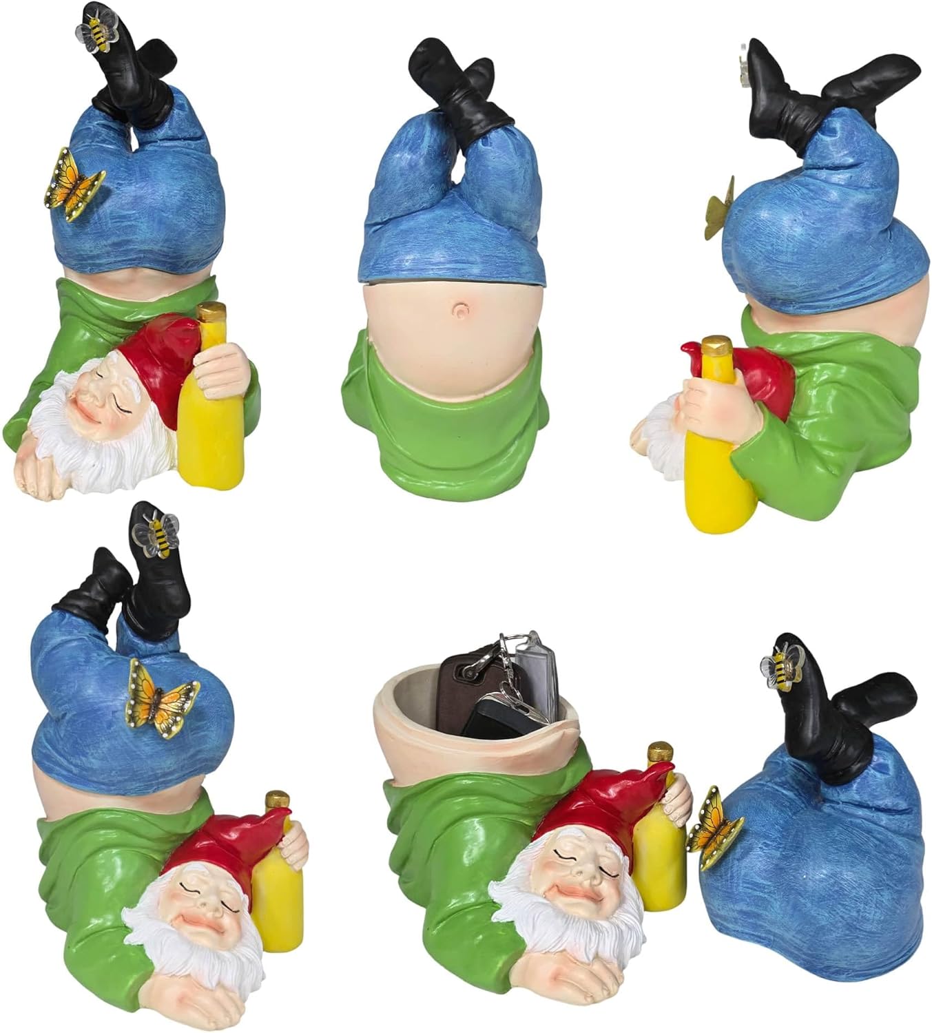 Gnome Hide a Key Outside Funny Dwarf Key Hider Outdoor Containers Box For House Spare Keys Secret Compartment Storage Yard Patio Lawn Ornament Decorations Christmas Garden Gifts