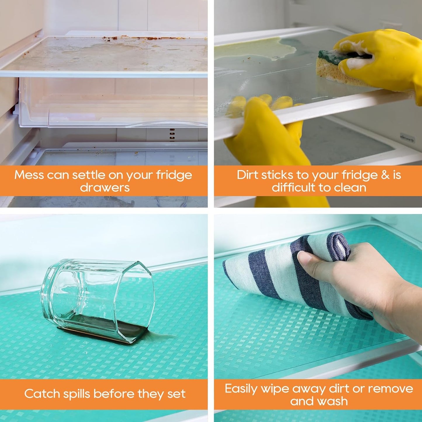 Blue Shelf Liners for Kitchen Cabinets Refrigerator Liners Waterproof & Oil-Proof Kitchen Cupboard Liner Drawer Mats EVA Material Non Adhesive Fridge Liner for Shelves 23.6 x 157.4 Inches