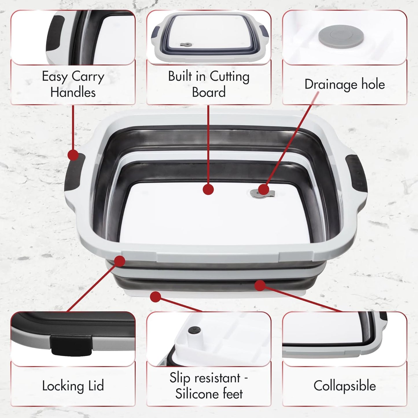 KITCHEN PERFECTION Collapsible XL Smoker & BBQ Prep Tub with Locking Lid & Cutting Board - Grill Caddy Container for Meat Marinating & Brine Perfect For Brisket, Turkey & Ribs - Best Gift For Men