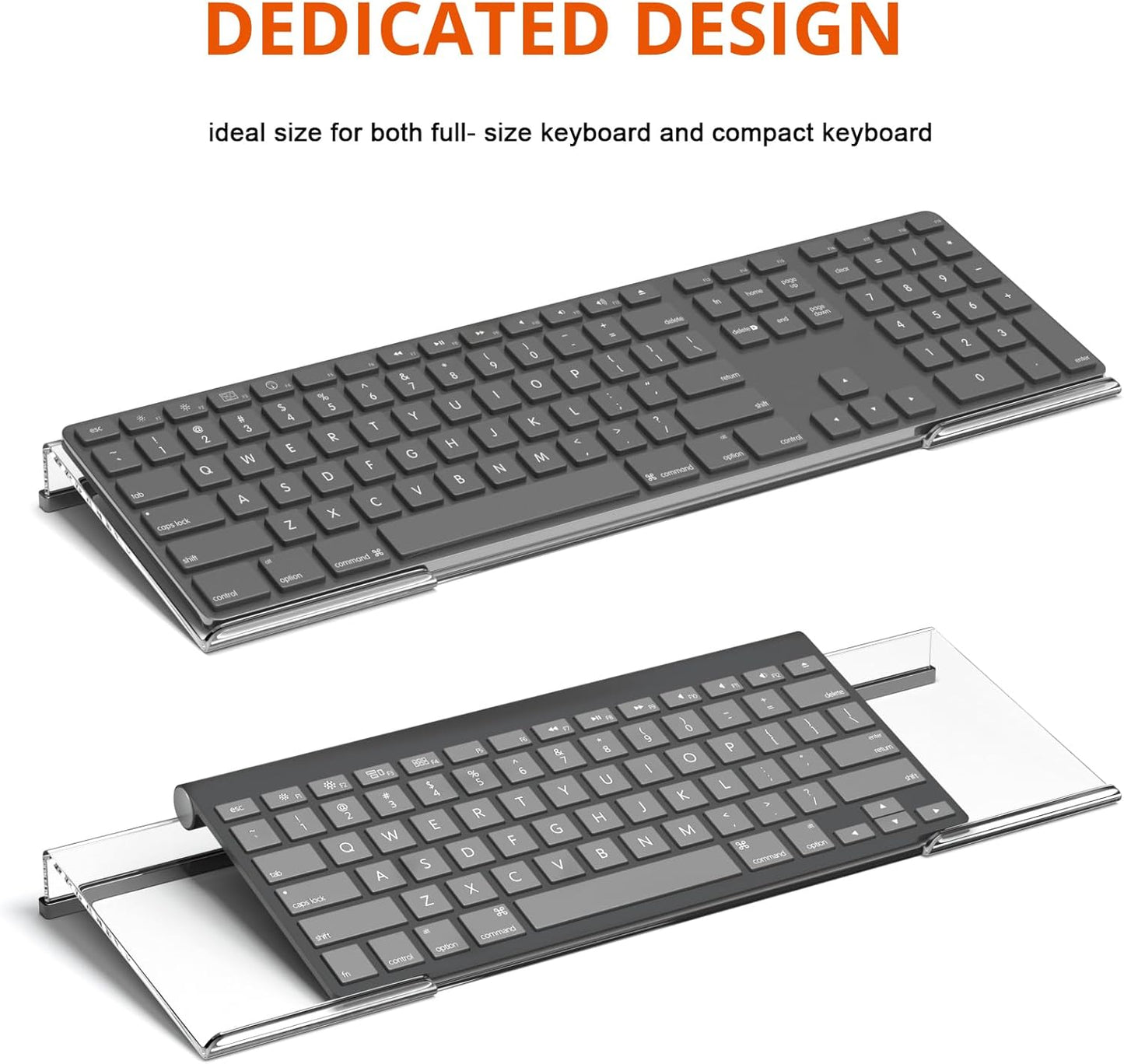 Richboom Computer Keyboard Stand Tilt PC Keyboard Stand Riser for Easy Ergonomic Typing, Acrylic Keyboard Tray Holder for Office Desk, Home, School, with Silicone Anti-Slip Case, Clear