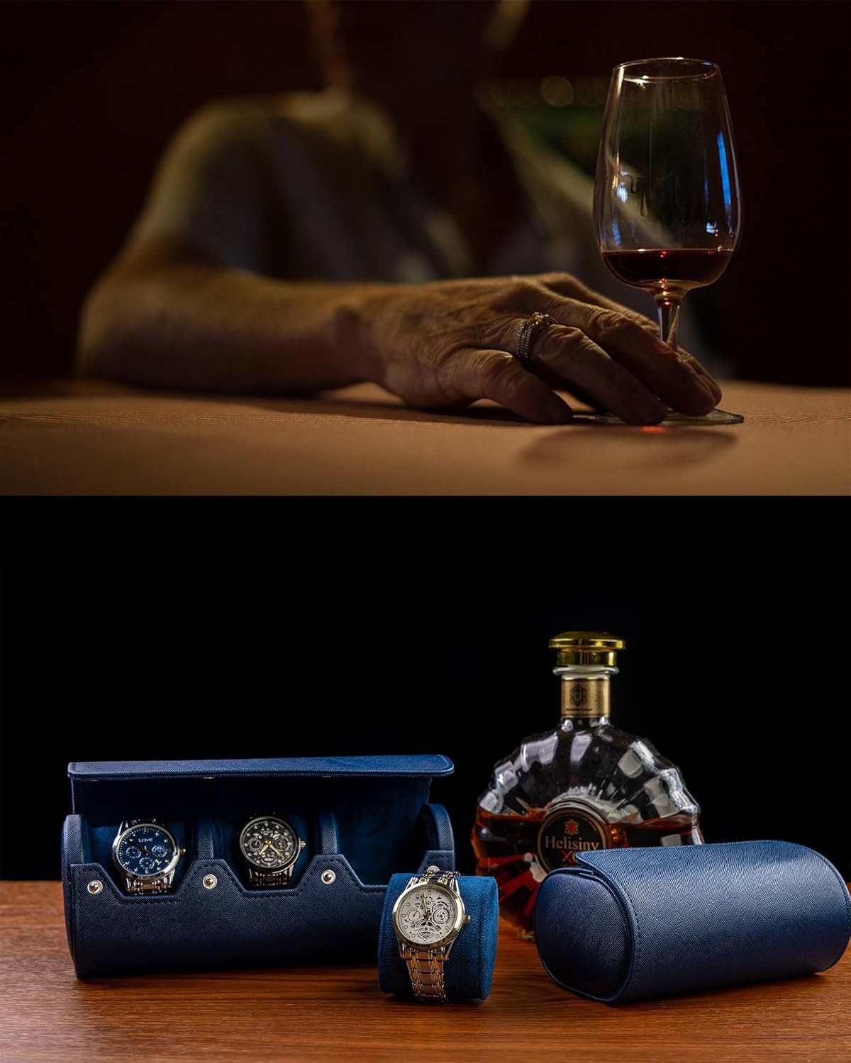 MR.OKAY 3 Watch Travel Case -Classic Leather Watch Case with Perfect Texture. Watch Carrying Case or Organizer for Storage and Display. Ideal Gift for Men Traveling, All Handmade by Artisans