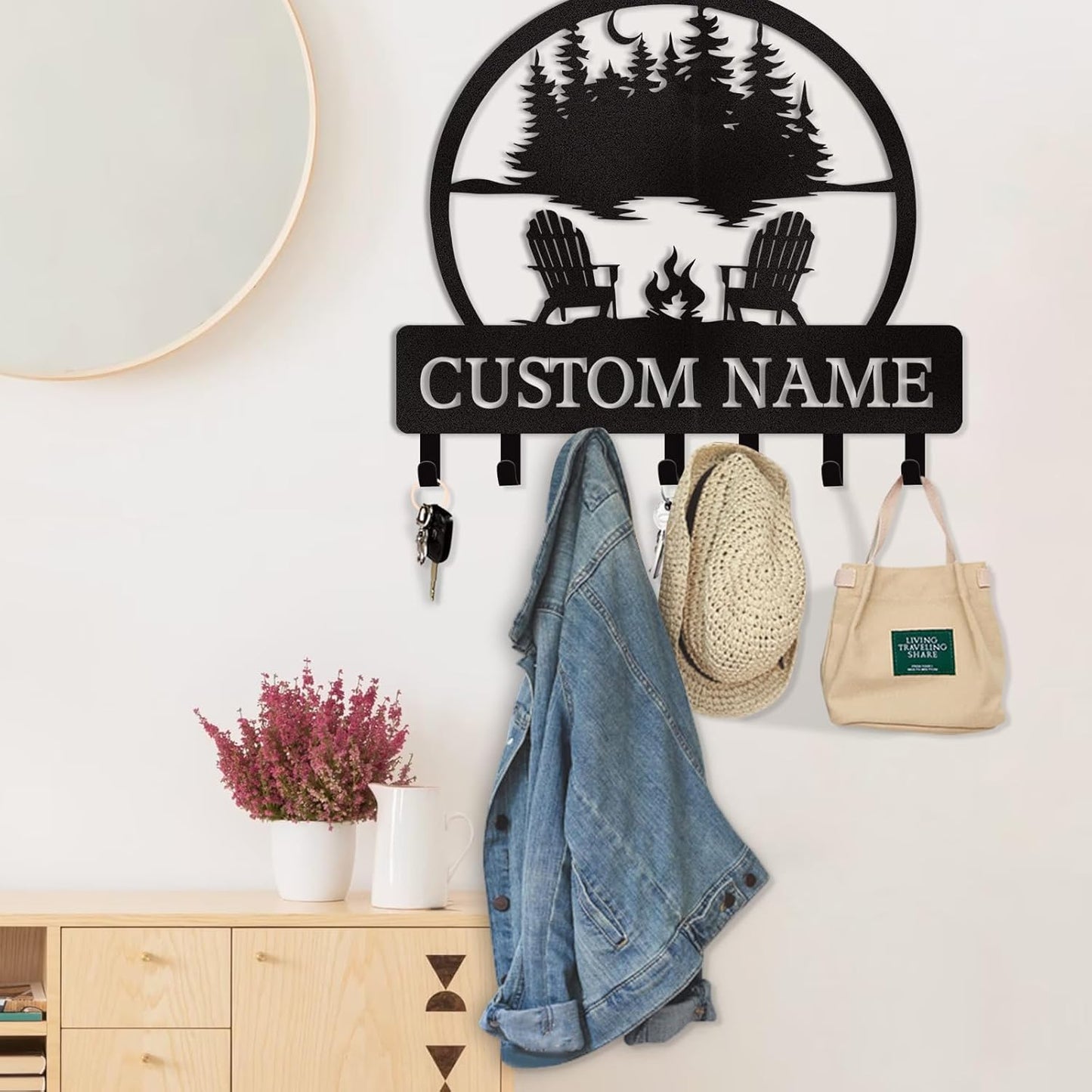 Personalized Custom Name Key Holder - Wall Mounted Key Rack for Kitchen, Entryway, Hallway, Office, Doorway