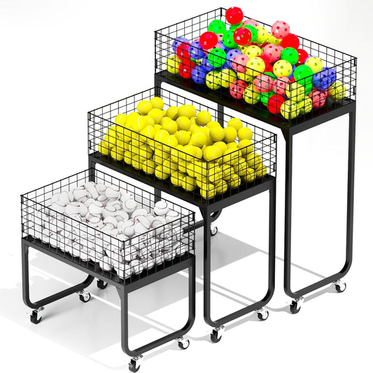 Ball Storage - Basketball Cart With Wheels Garage Volleyball Storage Sport Equipment Holder Organizer For Indoor Outdoor,Metal Storage Rack For Playgroup,Gym And School
