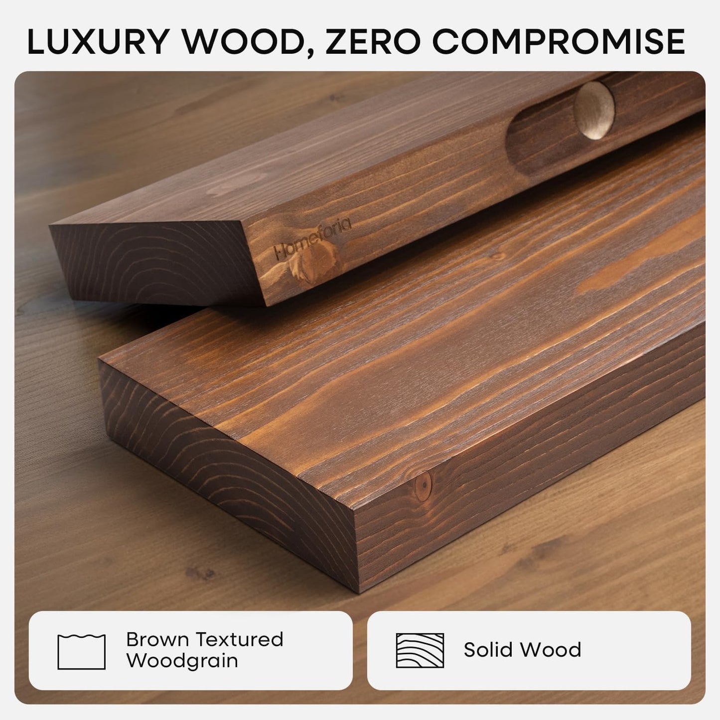 Homeforia Classic Walnut 12 inch Floating Shelf, High End Solid Real Wood Small 12inch Floating Shelves for Wall Mounted, 12in Floating Shelves, Heavy Duty Bracket, 12 X 6.5 X 1.75 inches, Set of 4
