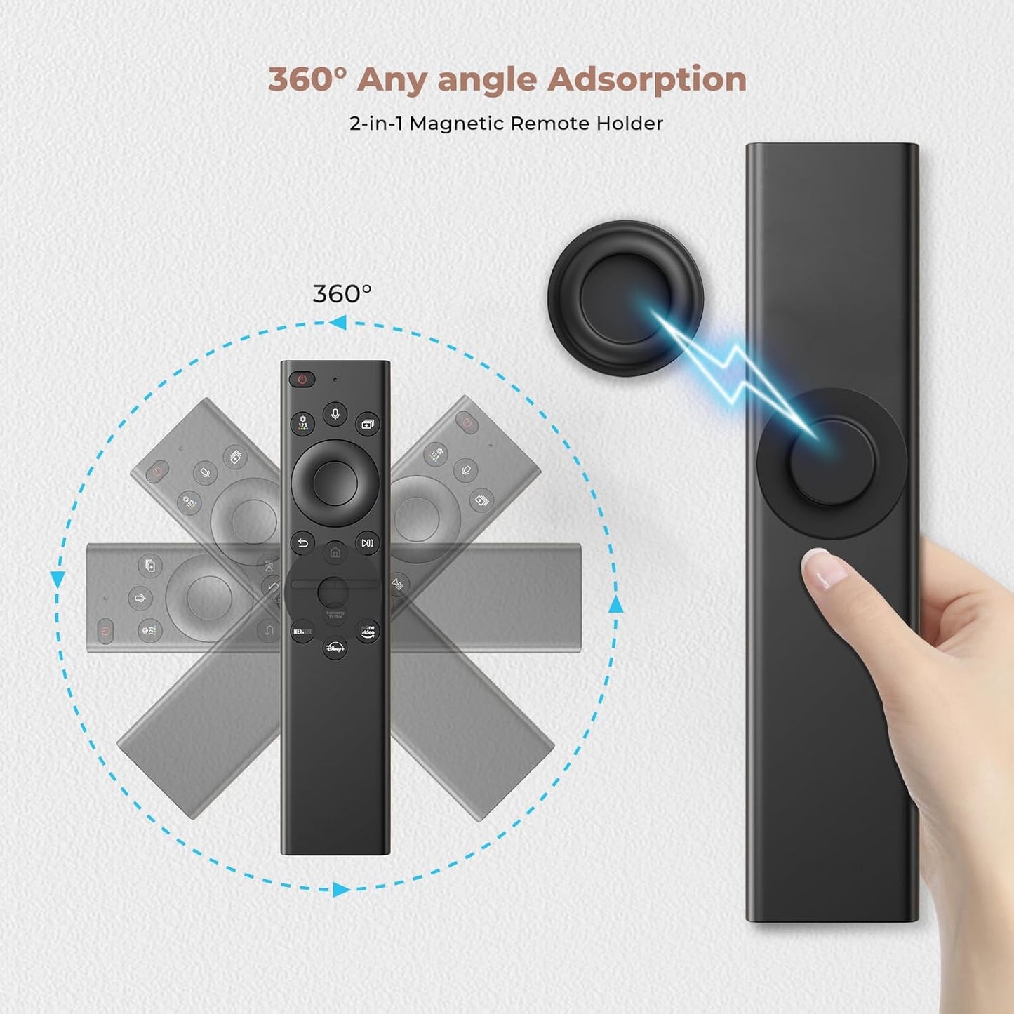 4Pcs Magnetic Remote Control Holder, Upgrades Silicone Wall Mount Self-Adhesive Remote Control Stand, Organizer Storage for Air Conditioner & TV Remotes, Caddy Back of Televisions (White