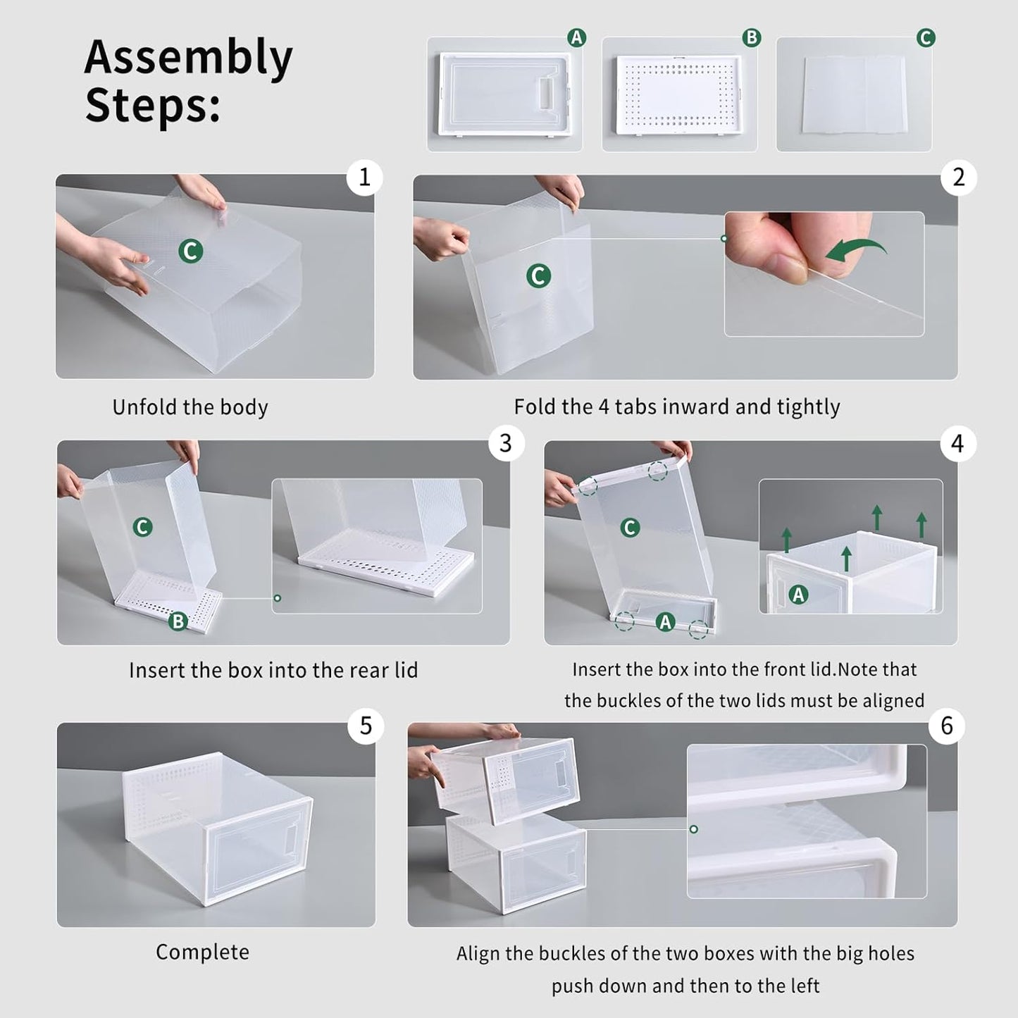 X-Large Plastic Clear Shoe Storage Boxes Stackable 12 Pack Fit Size 11, Shoe Rack & Holder Substitute, Sneaker Containers, Toy Storage Organizer for Entryway, Closet, Under Bed (White)