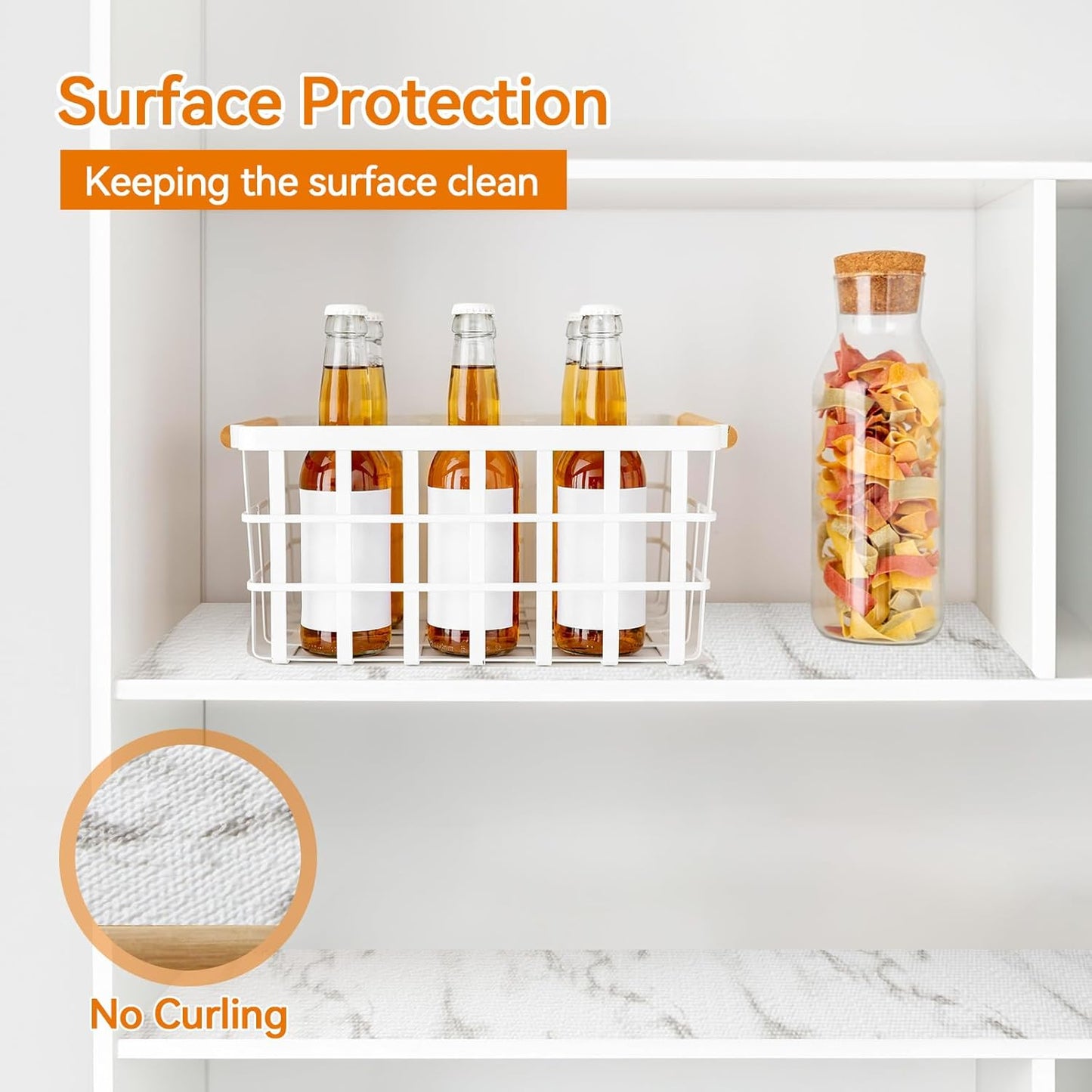 Shelf and Drawer Liner for Kitchen Cabinets Non-Adhesive, Strong Grip Non-Slip Thickened Cabinet Liners for Shelves, Waterproof Mats for Dresser Cupboard, White, 17 in x 30 Feet