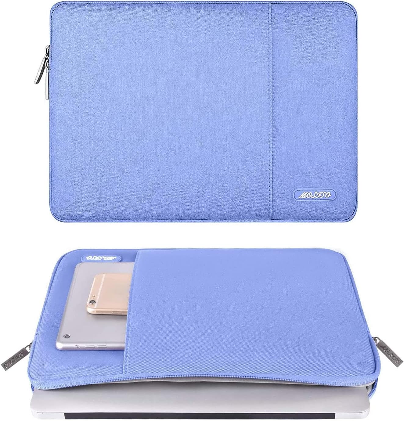 MOSISO Laptop Case 13.3 inch, 13-13.3 inch Laptop Sleeve Compatible with MacBook Air/Pro 13/Pro 14 M5 M4 M3 M2 M1, HP Dell ASUS Lenovo,Polyester Vertical Computer Sleeve Bag with Pocket, Slate Blue