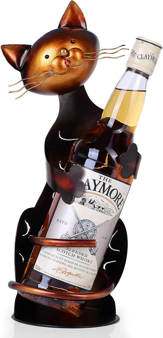 Cat Decor Wine Holder Wine Rack Wine Bottle Holder Wine Cat, Gift for Halloween and Christmas,Cat Gifts for Cat Lovers………… (Dark Brown)