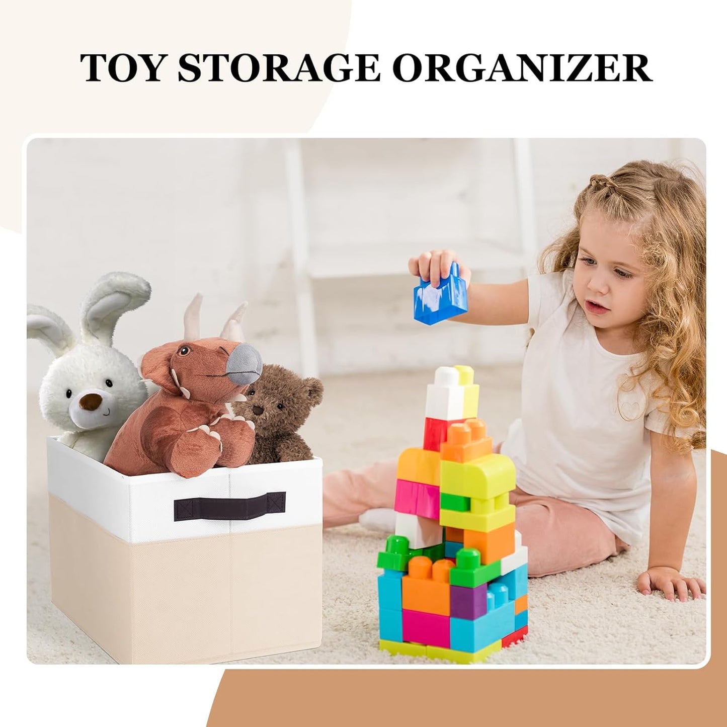 Criusia 6 Pack Large Toy Box Chest, Collapsible Sturdy Toy Storage Organizer Bins Baskets for Kids, Boys, Girls, Nursery, Playroom, Shelf Baskets for Lego Puzzle Balls, Game Organizer (14L*10W*9.5H)