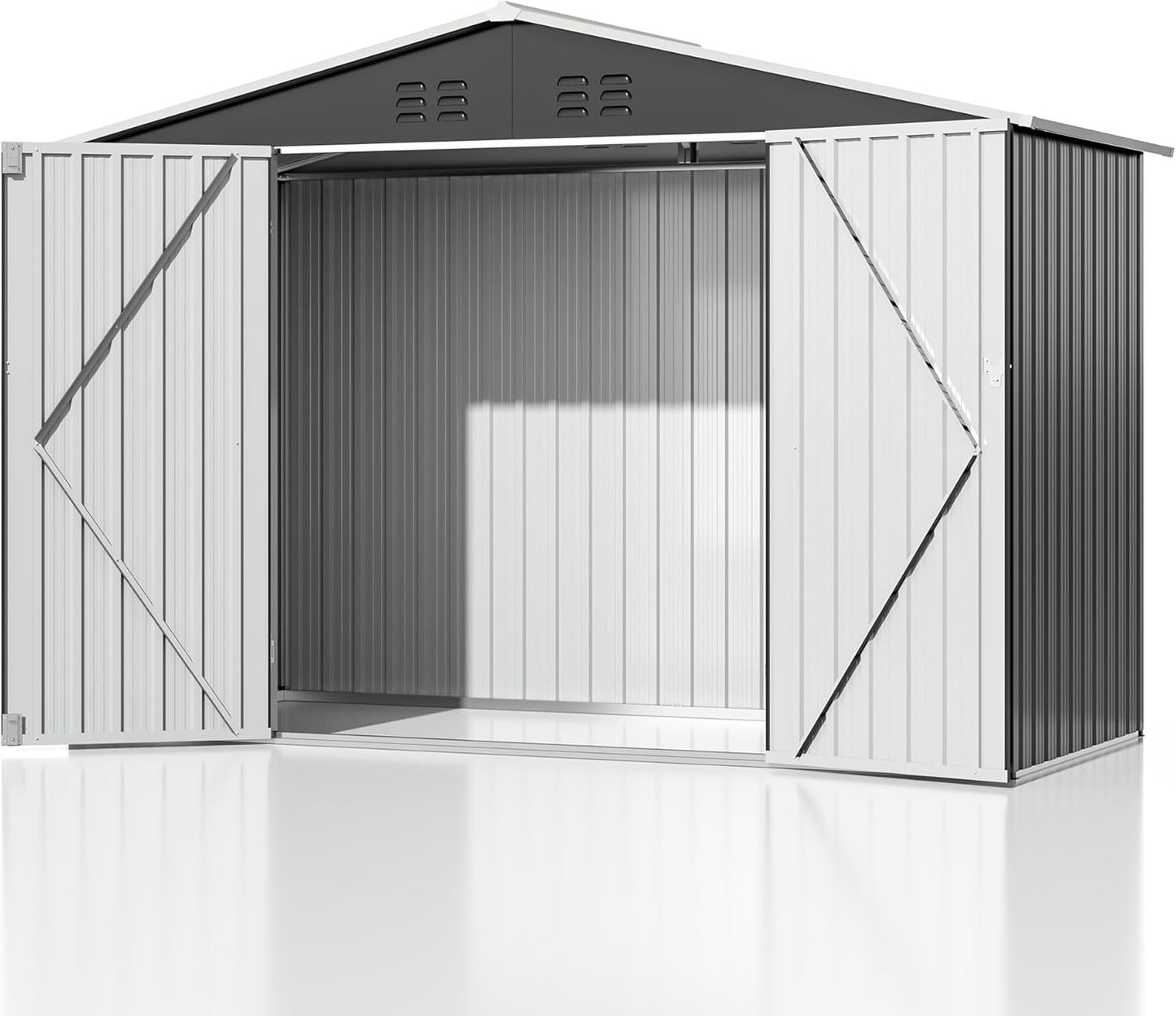 9x4 FT Outdoor Storage Shed, Garden Shed with Updated Frame Structure and Lockable Doors, Metal Tool Sheds for Backyard Garden Patio Lawn, Grey