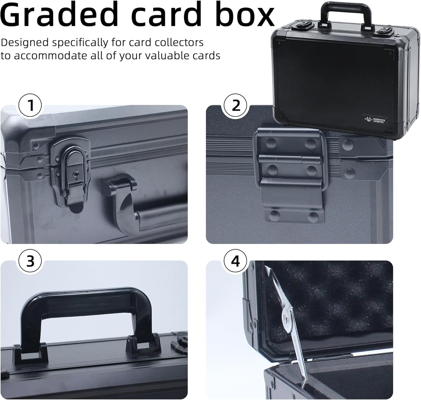 Graded Card Storage Box; Durable Sports, PSA Card Storage Case- Trading Card Storage Box - PSA Slab Case For Top Loaders (BLACK, 14.17x11.2x7 inches)