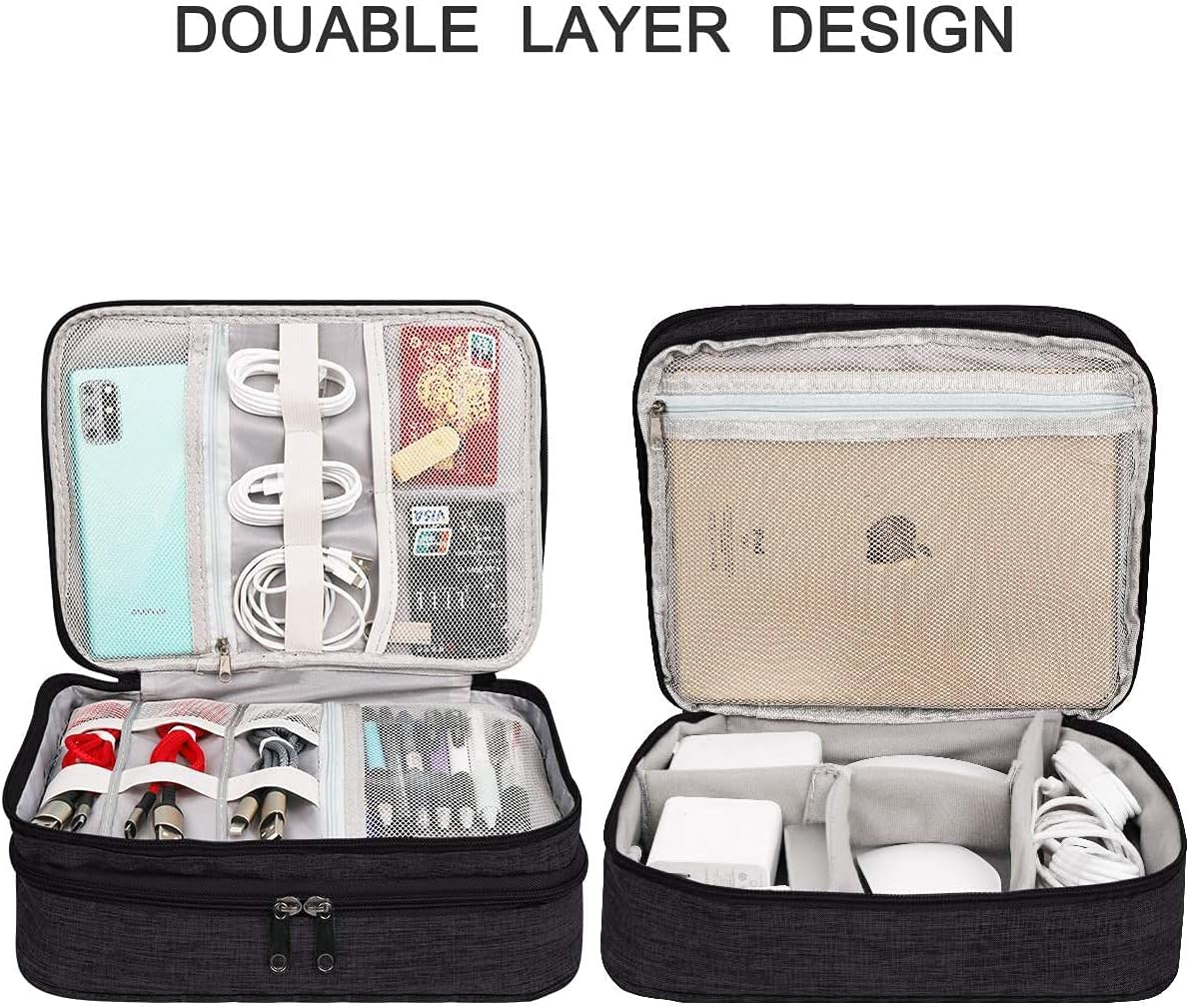Electronics Organizer, Jelly Comb Electronic Accessories Cable Organizer Bag Waterproof Travel Cable Storage Bag for Charging Cable, Power Bank, iPad