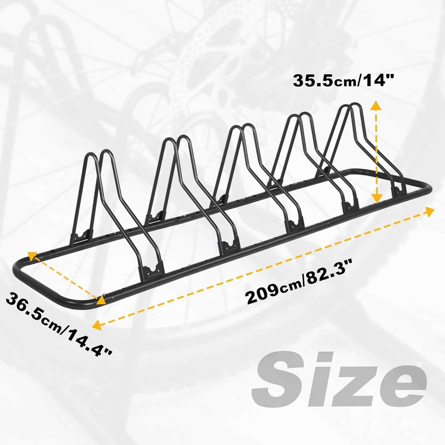 CyclingDeal Bicycle Floor Parking Rack Stand - for Mountain MTB Road Bike - Indoor Home Garage Storage - Upgraded 5 Bikes
