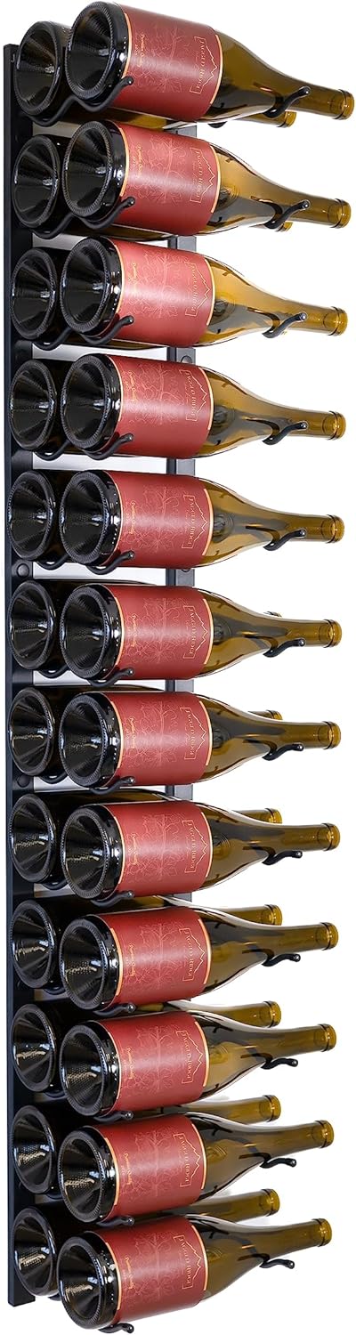 Jagged Ridge Wine Rooms - Premium Wall Mounted Metal Wine Rack - 24 Wine Bottles Holder - Modern Wine Rack, Matte Black - Space Saving for Home, Kitchen, Bar - Designed in Canada by Wine Enthusiasts