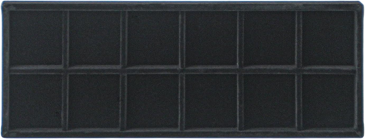 Divided Drawer Organizer, Velvet Jewelry Storage Tray for Necklace, Bracelet, Ring, Earring Display - Bedside Nightstand Desk Holder for Phone, Watch, Sunglasses, Cosmetics Storage/Black/12grid