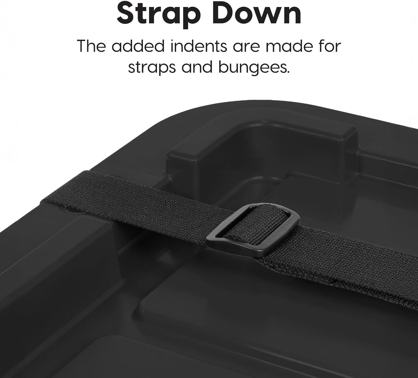 IRIS USA 12 Gallon Heavy Duty Truck Bed Toolbox Storage Tote Bins with Lids, 4 Pack - Made in USA, Tough Snap On Lockable Lid Stackable Industrial Rugged Tubs, Garage Organization Box - Black