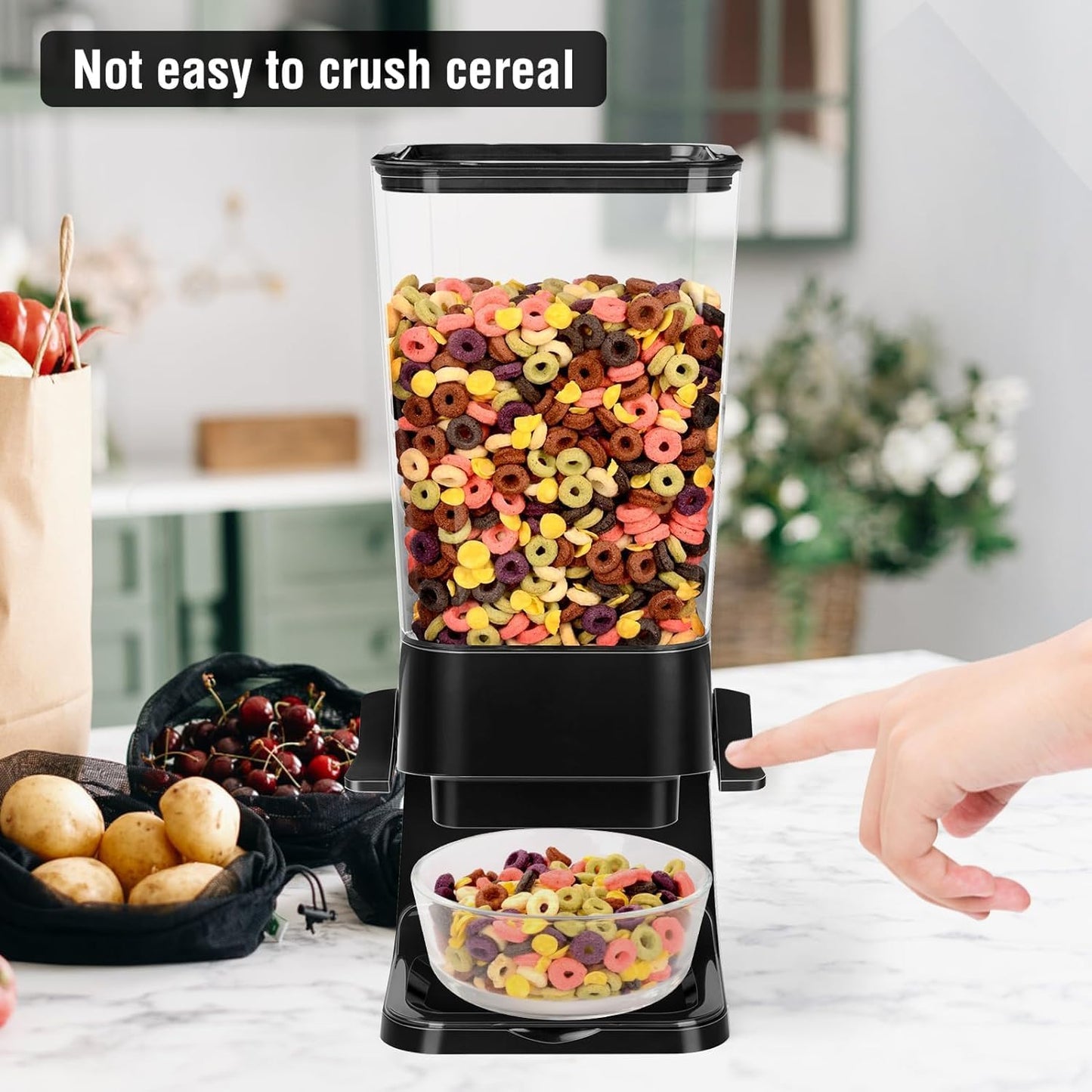Cereal Dispenser Countertop 3pcs,5.5L Cereal Containers Storage Dispenser for Pantry,Dry Food Storage Rice Containers,Candy Dispenser,Snack Organizer Machine for Grains, Nuts,Oatmeal, Pet Food Black