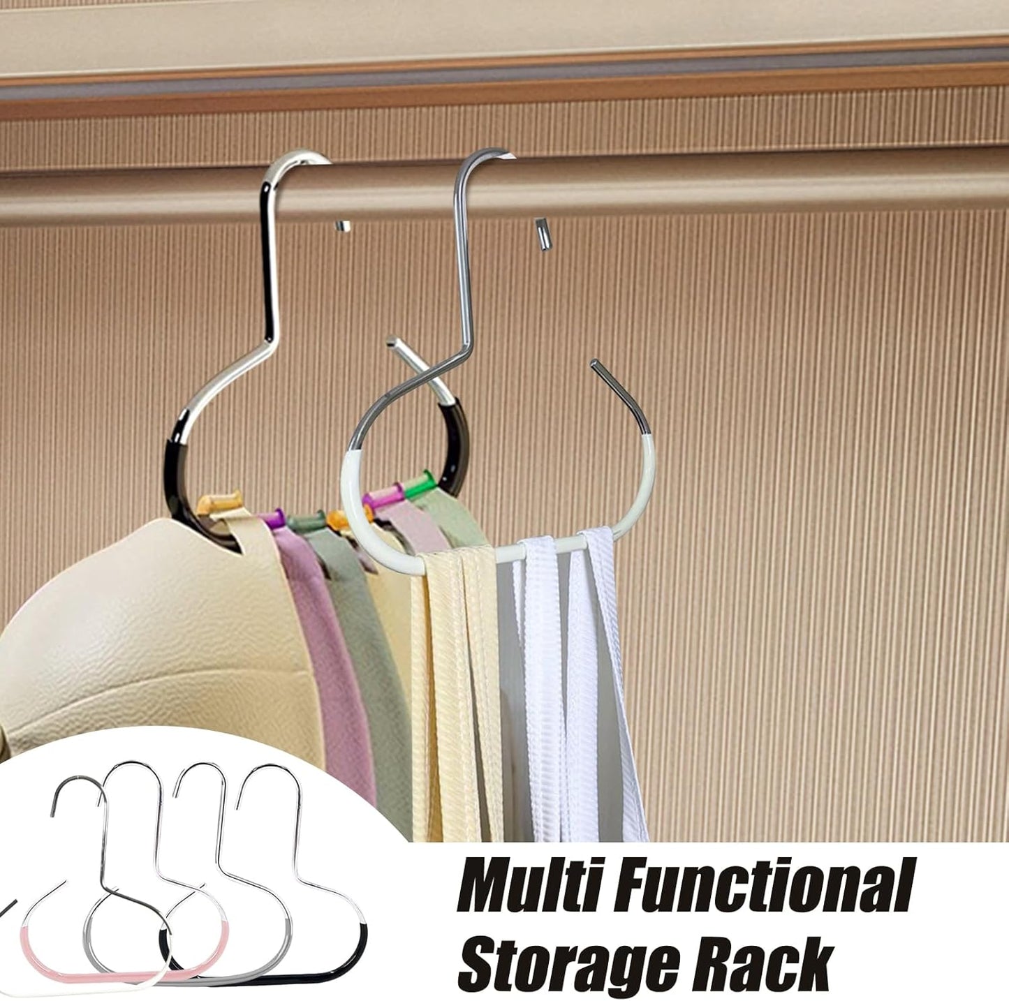 Maximize Closet Space with Versatile Storage, Hat Hangers for Closet, Hat Organizer, Multi-Functional Organizer Space Saving for Hats, Ties, Scarves, Delicate Fabrics (3pcs*Black)