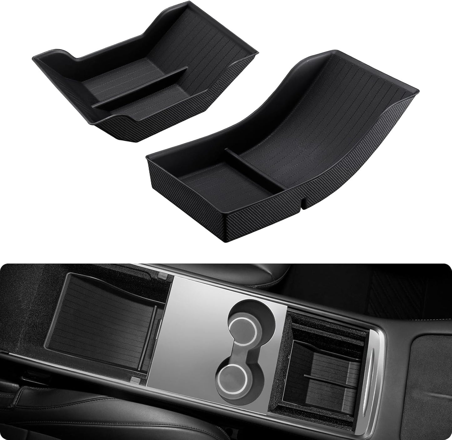BASENOR 2026 Upgrade Tesla Model Y Model 3 Lower Center Console Organizer Tray (Proprietary Design) Bottom Storage Box Fit 2021-2024 Model Y 2021-2023 Model 3
