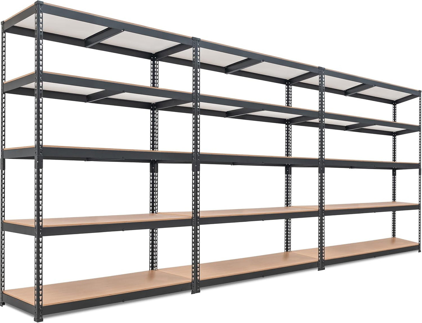 HOMEDANT 5 Tier Storage Shelves Adjustable Laminated Boltless Garage Metal Shelving Unit Heavy Duty Utility Rack Shelf Warehouse Pantry Closet Kitchen (3, (L) 48.1" W, Black)