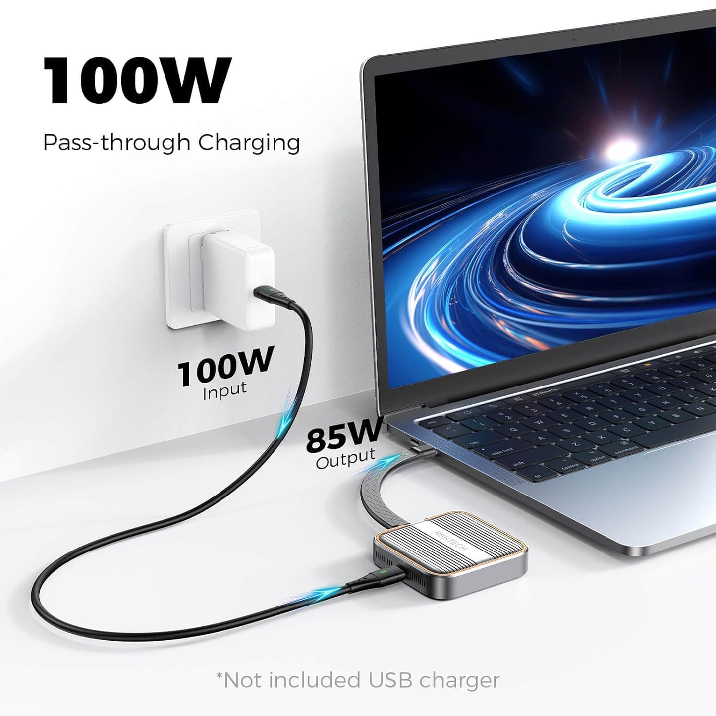 RSHTECH Magnetic M.2 NVMe SSD Enclosure 10Gbps USB C 3.2 to NVME Adapter Support PD 100W and SSD Size 2230/2242 B+M M-Key for iPhone 16 15 Pro/Pro Max/Plus ProRes, iPad Pro and More