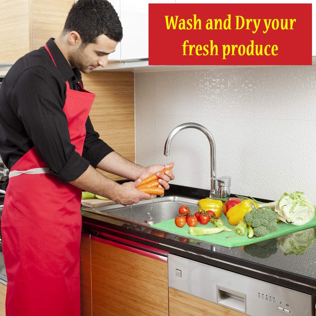 Dualplex® Fruit & Veggie Life Extender Liner for Fridge Refrigerator Drawers, 6 x 16.5 Inches (6 Pack) – Extends The Life of Your Produce & Prevents Spoilage