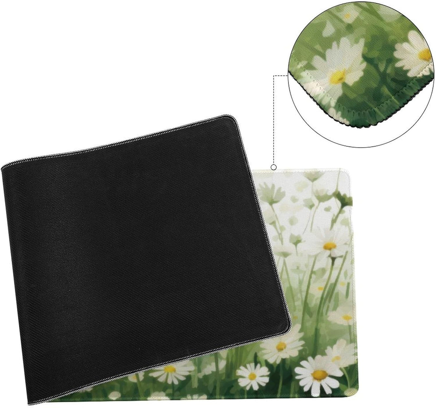 Daisy Flowers Large Mouse Pad, Floral Gaming Desk Mat, XL Keyboard Desk Pad Mat for Desktop, 31.5"x11.8" Non-Slip Base Big Mousepad with Stitched Edges