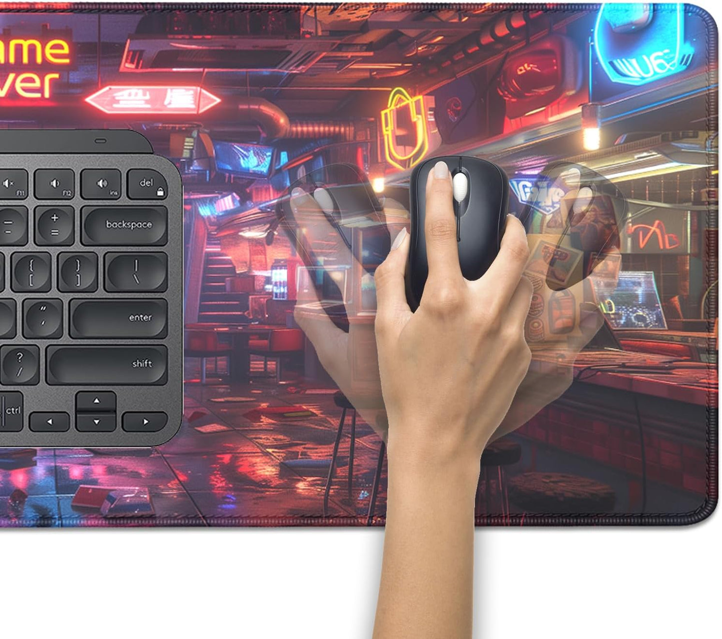 Game Over Mouse Pad,XL Game Hall Mousepad Desk Pad with Stitched Edges,Non-Slip Waterproof Rubber Base Mouse Mat Desk Mat for Office Computer Keyboard Laptop Home(27.5x11.8 in)