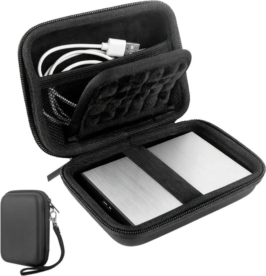External Hard Drive Case, EVA Protective Shockproof Carrying Case for SSD Passport USB Storage, Portable Travel Electronic Organizer Tech Pouch Travel Bag with SD Card Slots & Mesh Cable Compartment