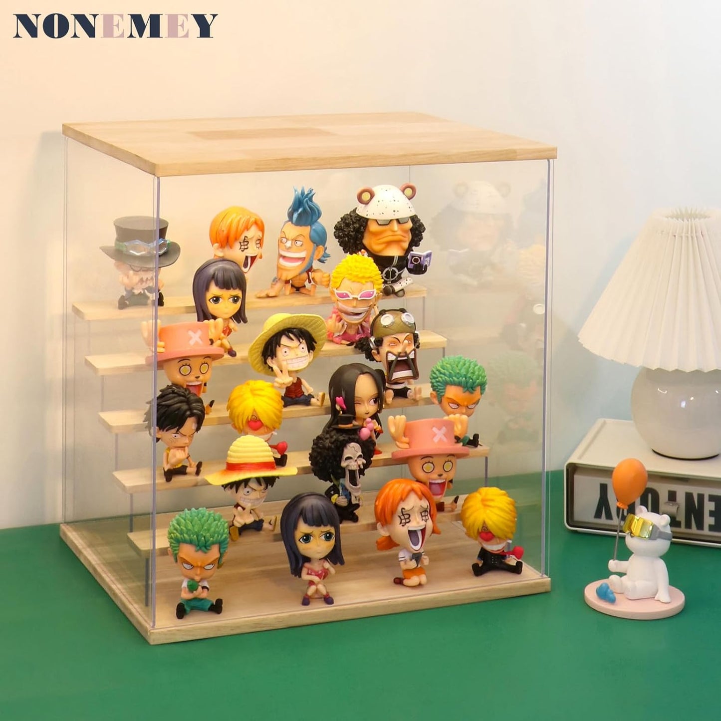 NONEMEY Clear Acrylic Display Case Stand with LED Light 2/3/4/5/6 Tier Storage Box Showcase Dustproof Organizer Box for Collectibles (6Tier 15.7*12.5*16.5inch)