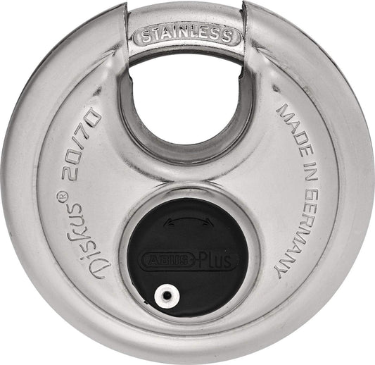 ABUS 20/70 Heavy Duty Diskus Storage Padlock with 2 Keys for Storage, Outdoor, Commercial, 2.75in (70mm) Wide, Keyed Alike 161262