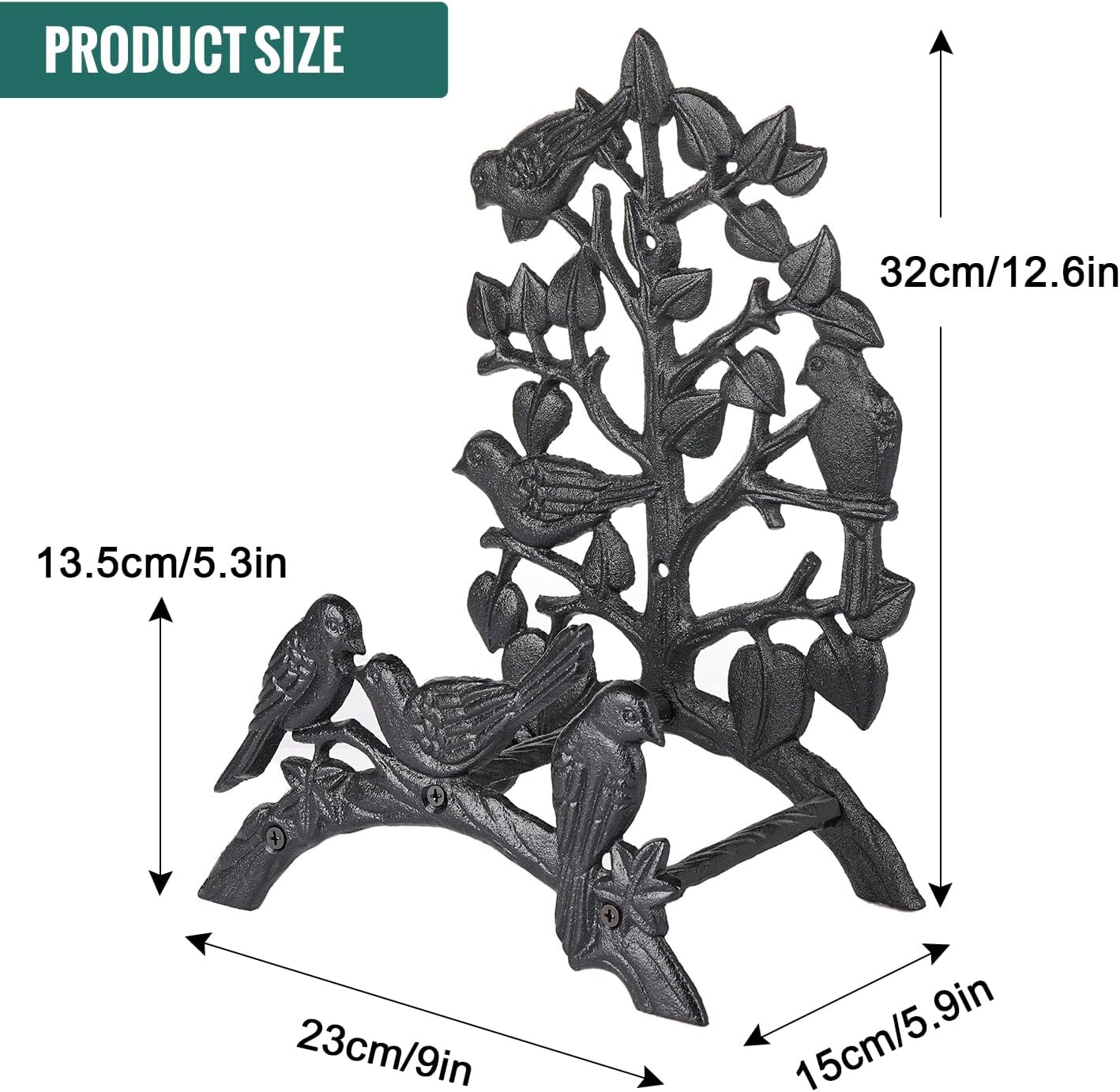 Sungmor Heavy Duty Cast Iron Garden Hose Holder - Wall Mounted Water Hanger - Retro Style Decorative Rack Reel - 50FT 75FT 100FT Bulter Storage - Indoor Outdoor Metal Stand