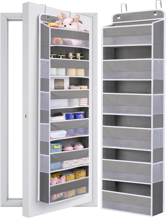 WishJazz 6-Shelf Over The Door Organizer, 50lbs Load Heavy Duty Back of Door Hanging Organizer Storage, Behind Closet Door Organizer, Baby Organizers Storage for Nursery, Pantry, Bedroom, Home Storage