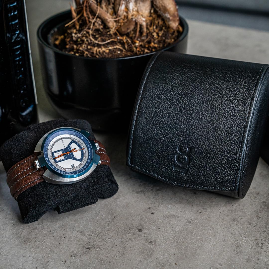 DailyWatch | Watch Roll Travel Case For 1 Watch | Luxury Watch Case In Genuine Black Leather With Soft Velvet Interior | Watch Case Protect, Store, & Display Your Watches | All Black