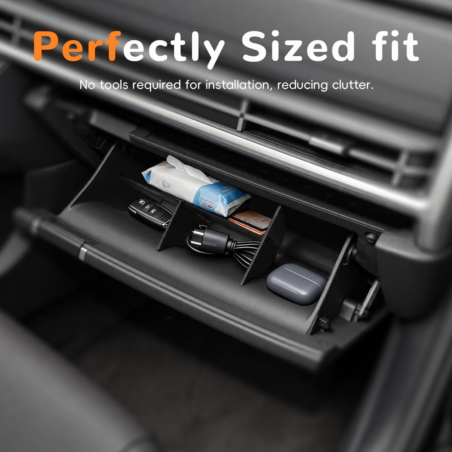 MARCHFA Center Console Glove Box Divider Organizer Compatible for 2024 2025 2026 Hyundai Santa Fe Accessories Console Divider Organizer