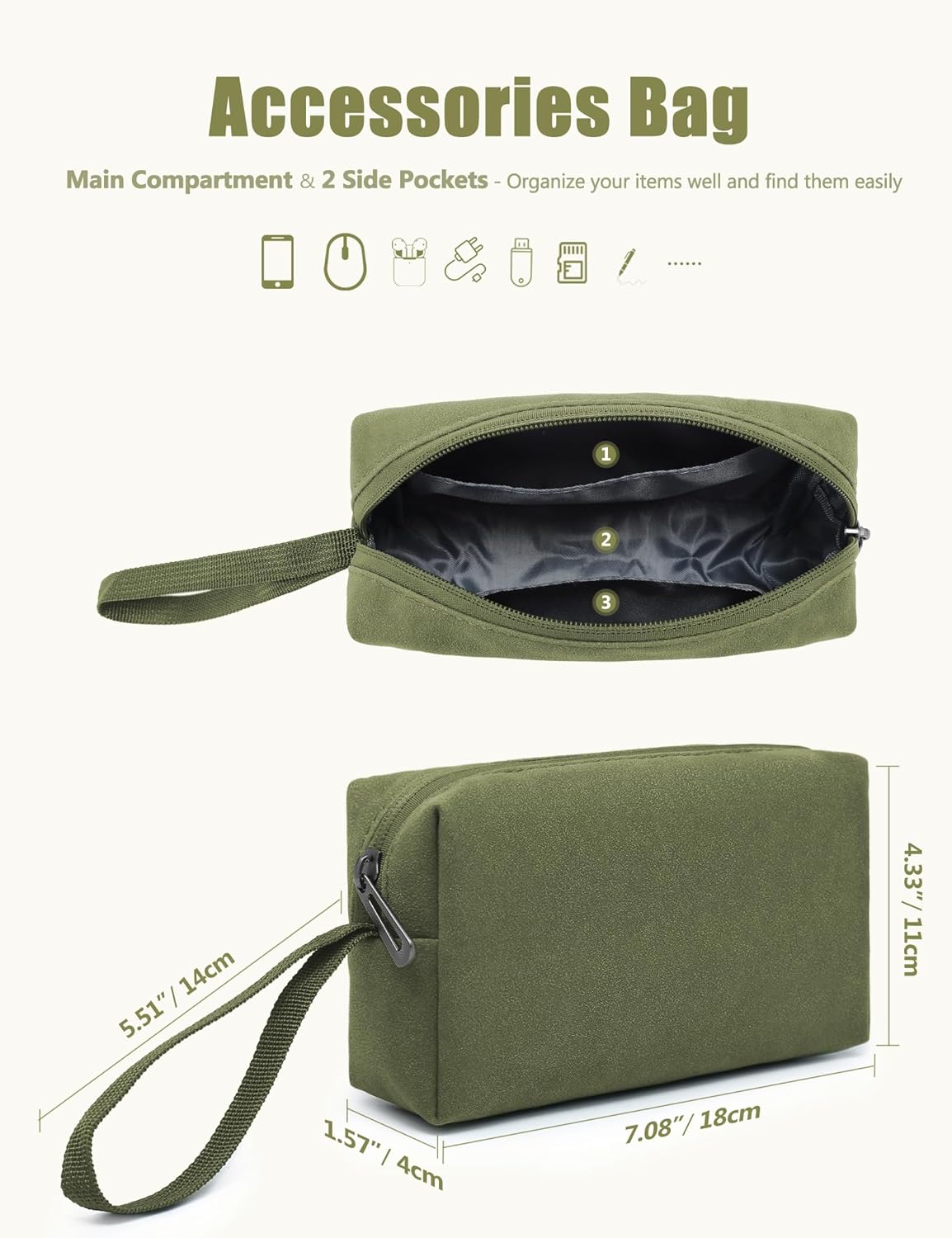 HYZUO 13 Inch Laptop Sleeve with Stand Feature for MacBook Air 13 M4 M3 M2 M1 2025-2018, MacBook Pro 13 M2 M1, 13" iPad Pro/Air, Surface Pro, with Carry Bag, Olive Green