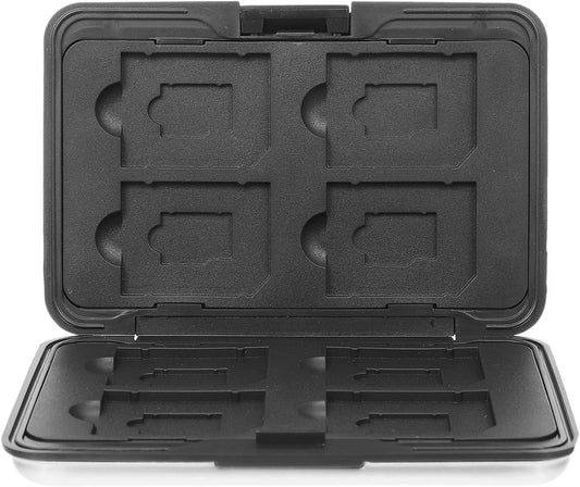 Memory Card Storage Box with Slots Secure Locking Organizer for Micro and Standard Cards Silver Gray Case Holder for Digital Camera Accessories