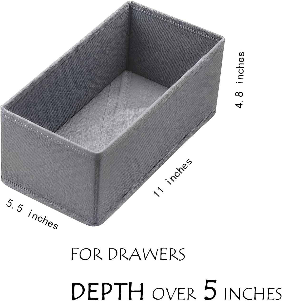 Dresser Drawer Organizer 3-Pack Gray - Small Storage Bins for Socks & Underwear, Foldable Fabric Dividers for Closet
