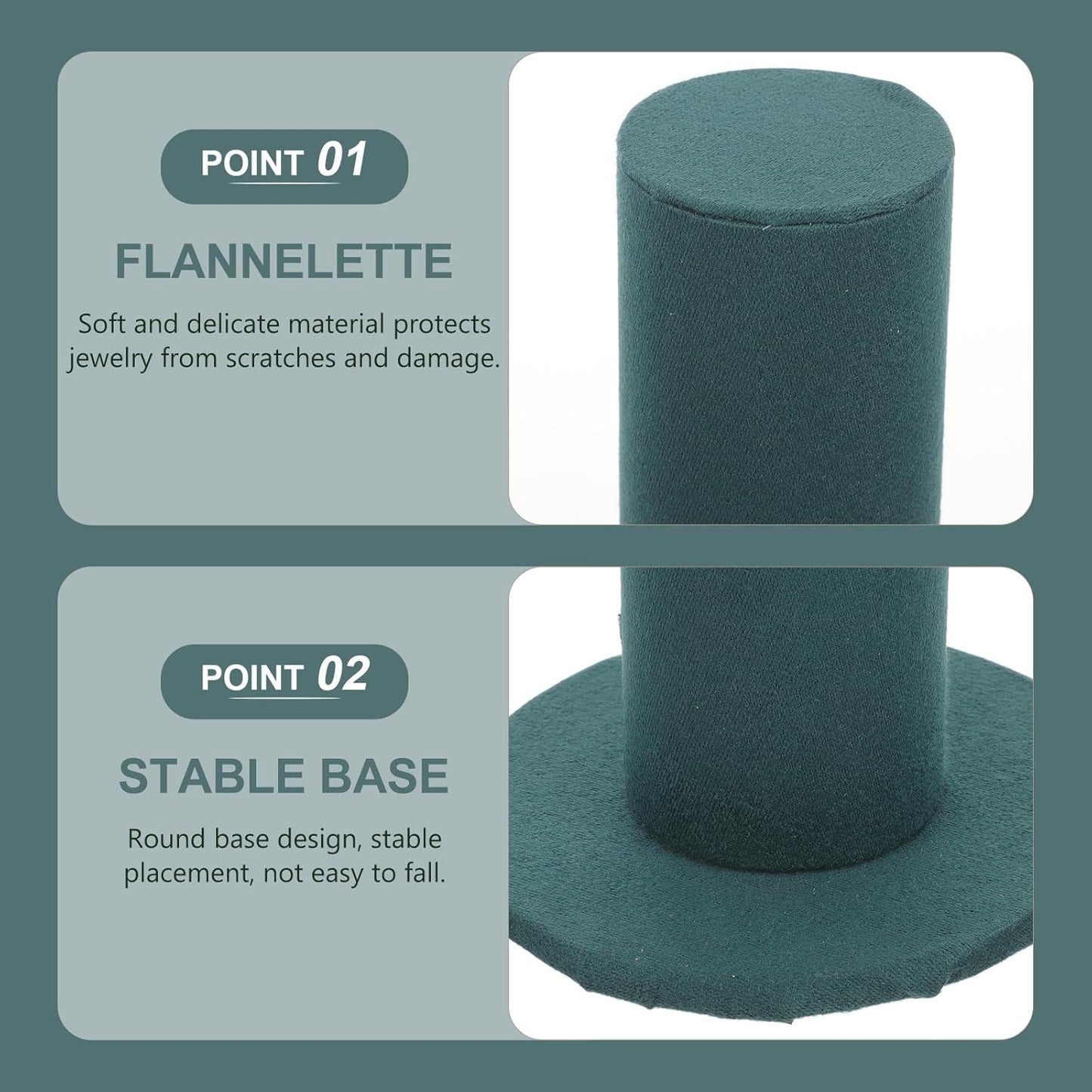 Velvet Vertical Tower Scrunchie Holder Stand Hair Tie Organizer Headband Storage Rack for Jewelry Watches Green Design for Bedroom and Store Display