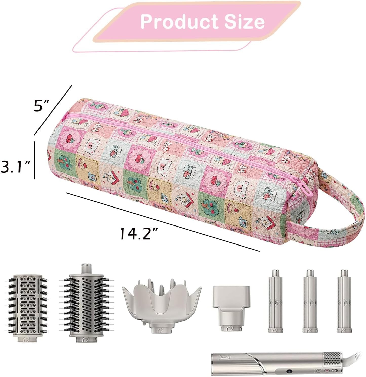 Quilted Hair Tools Travel Bag，Hair Styling Accessories Storage Case for Shark FlexStyle, Dyson Airwrap Hair Dryer, Curling Iron, Revlon Hair Tools，Portable and foldable(03Checkered)