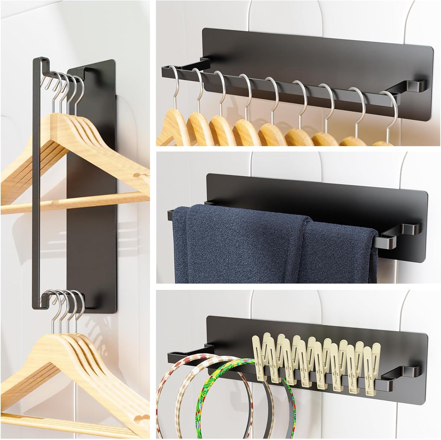 5-Pack Magnetic Shelves for Laundry Room Organization, Strong Hold Refrigerator & Washing Machine Shelves, Includes Spice Rack, Hanger Organizer Stacker & Utensil Hooks, No Drill Installation