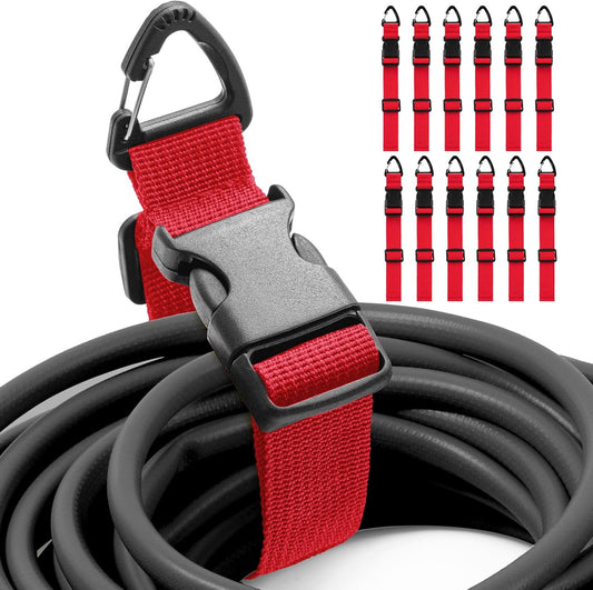 12 Pack 17 Inch Adjustable Extension Cord Holder Organizer with Triangle Clips for Garage Organization and Storage Heavy Duty Extension Cord Hanger for Men Workshop (Red)