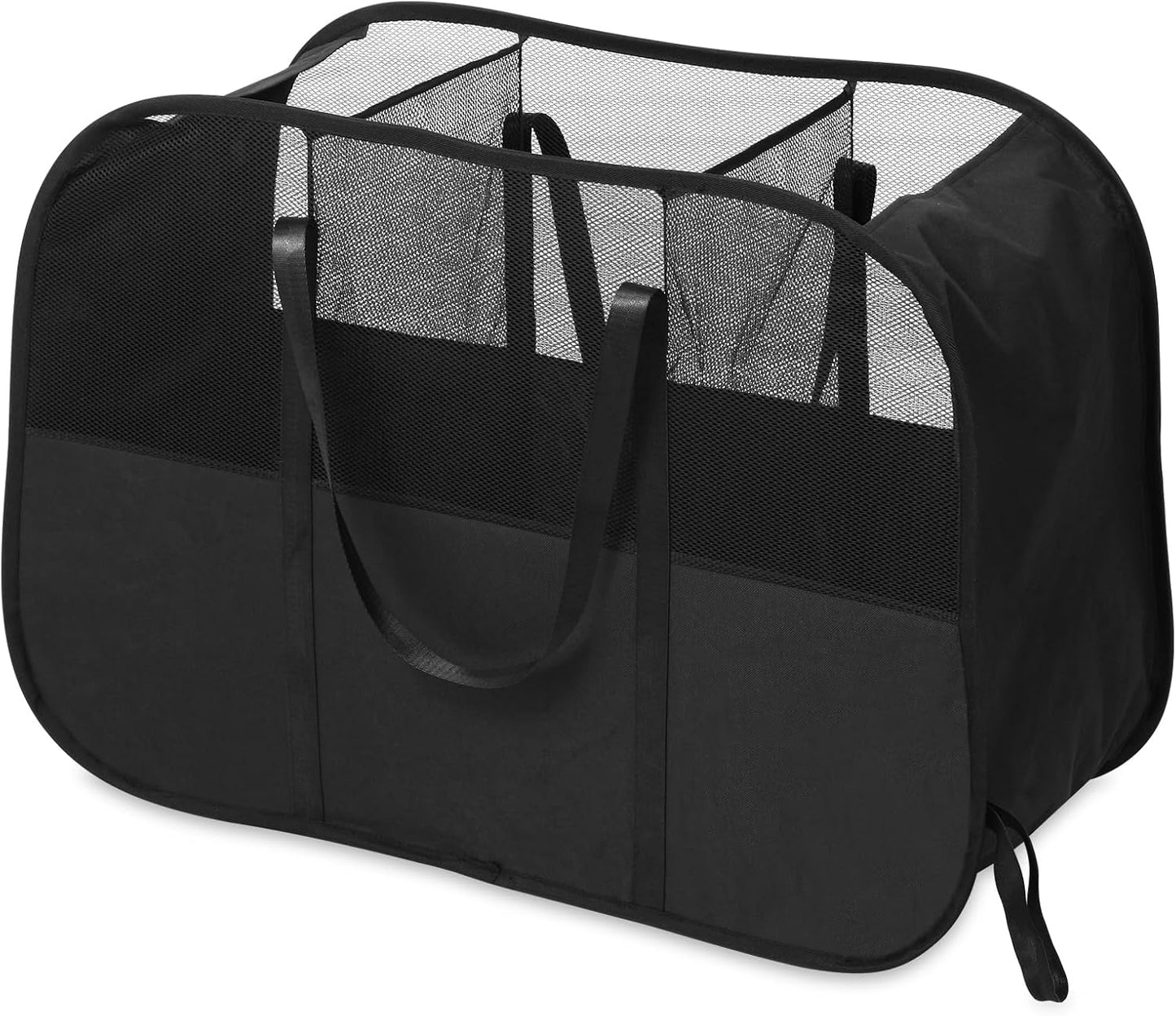 Collapsible Laundry Baskets with 3 Compartment, 150L Tear-proof Pop Up Hamper, Foldable Laundry Basket with Tote Handles, Dirty Clothes Hamper for Laundry, Bedroom, Bathroom, Dorm Black