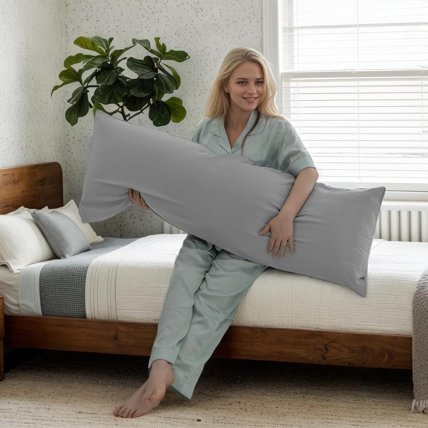 Body Cooling Pillow Cases Cover, Bamboo Rayon Pillowcases with Zipper Closure, Cool & Breathable Pillow Case for Hot Sleepers and Night Sweats, 20x54 inches, Sliver Grey