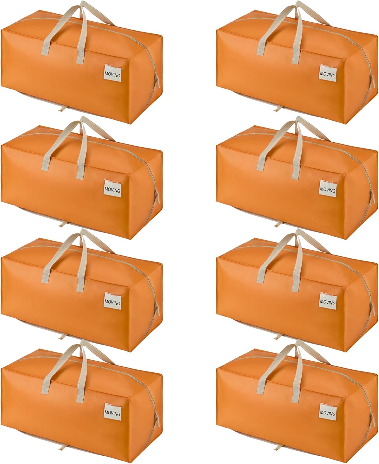 VENO 8 Pack Moving Bags w/Backpack Straps, Heavy Duty, Moving Boxes Alternative, Packing Supplies, Large Storage Totes for Dorm Room Essentials with Zipper (Seasonal Autumn Orange, 8 Pack)