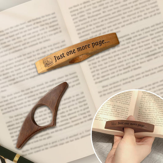 Wooden Book Page Holders for Reading - Thumb Page Holder & Book Opener Holder | Just One More Page Ergonomic Hands-Free Helper - Perfect Gift for Book Lovers & Readers(Walnut Wood 3)